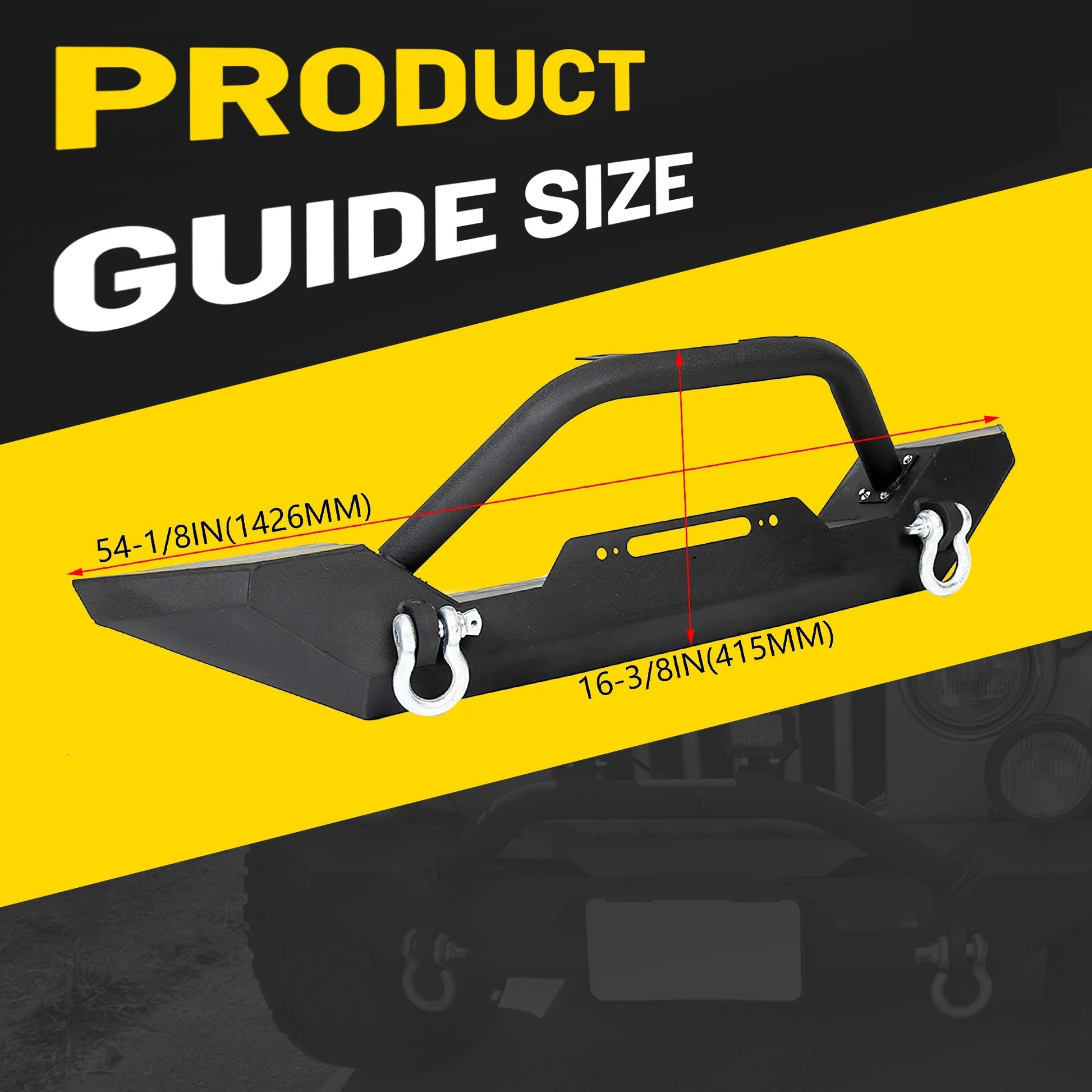 Front Bumper for 1987-2006 Jeep Wrangler TJ YJ with Winch Plate D-Rings Rock Crawler Steel Bumper Reinforcement