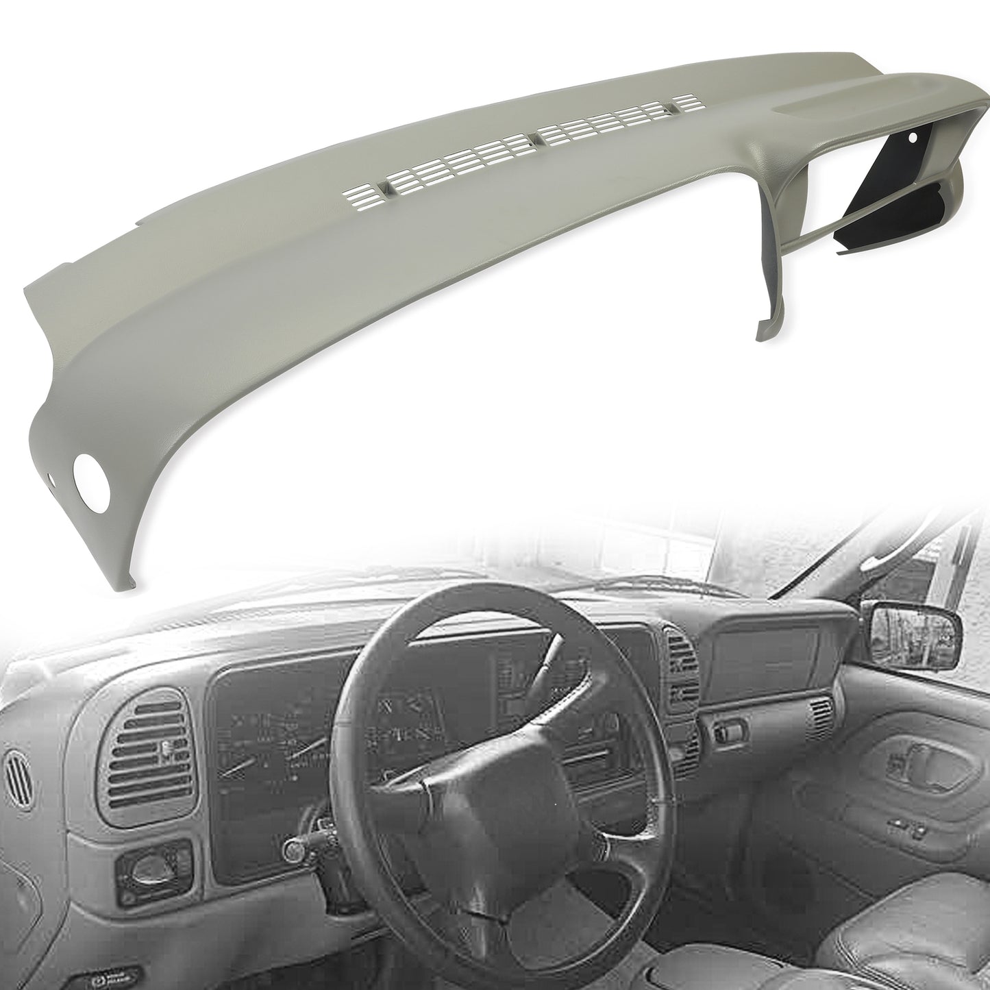 Molded Dash Cover Overlay for 1997-99 2000 Chevy GMC Suvs C/K1500 Suburban Grey