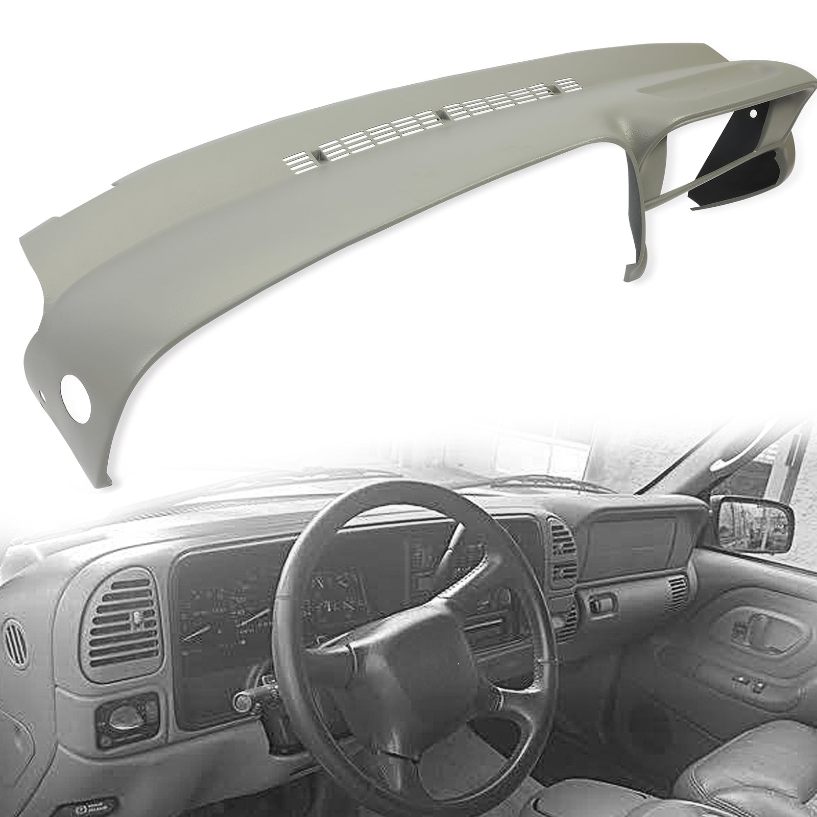 Molded Dash Cover Overlay for 1997-99 2000 Chevy GMC Suvs C/K1500 Suburban Grey