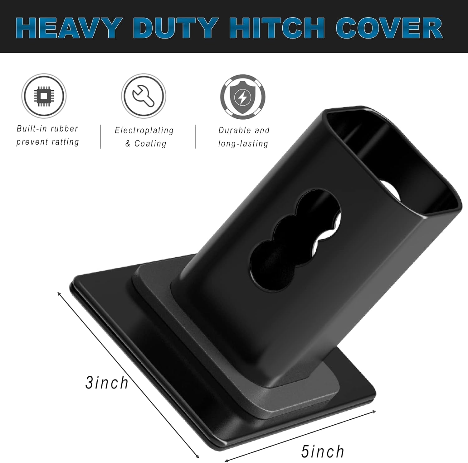 Heavy American Flag Metal Trailer Hitch Cover for 2" Inch Receivers,Tow Hitch Covers 2 Inch for Truck Accessories (With 5/8-Inch Pin Diameter Trailer Hitch Lock, Blue Line)
