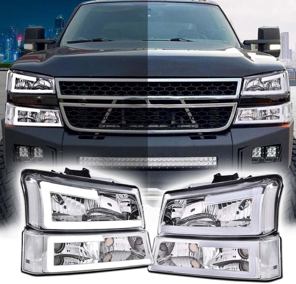 LED Headlight 2003-2006 Chevy Silverado 1500 2500 3500 HD Model/Fit 03-06 Avalan