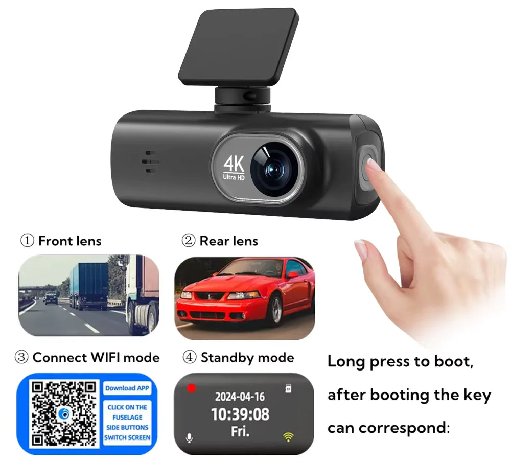 UHD 4K Dash Cam Dual Lens Driving Recorder