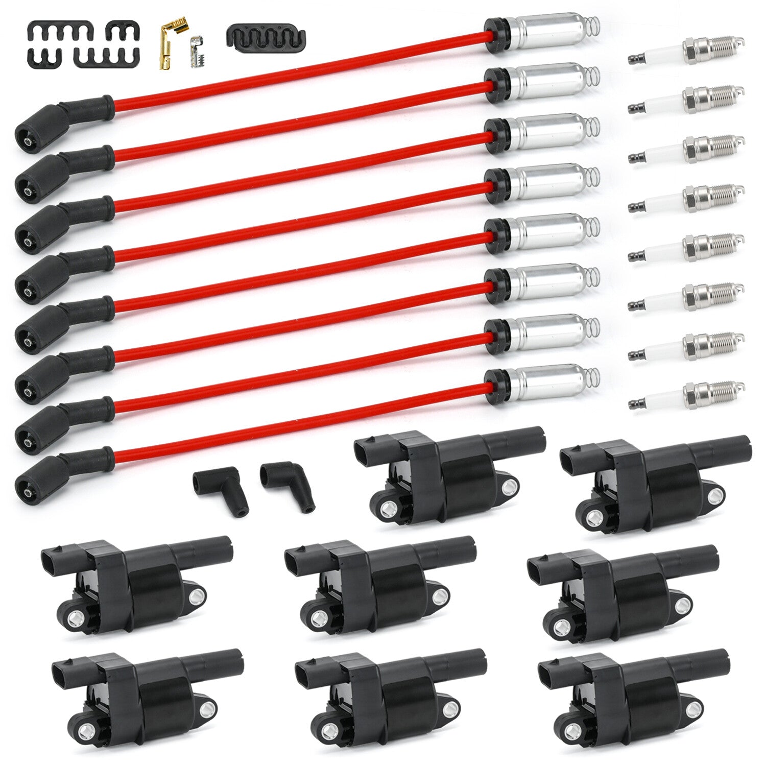 8Pack Ignition Coil and Spark Plug+ Wire for GMC Chevy Silverado 1500 Tahoe 5.3L