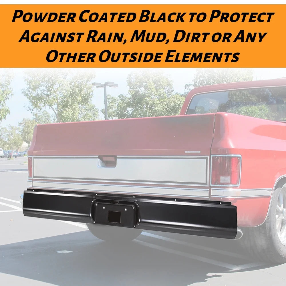Fleetside Rear Roll Pan 18 Gauge Steel for 1973-1987 Chevrolet C10 C20 C30 K10 K20 K30 Pickup with License Plate Holes Light Kit