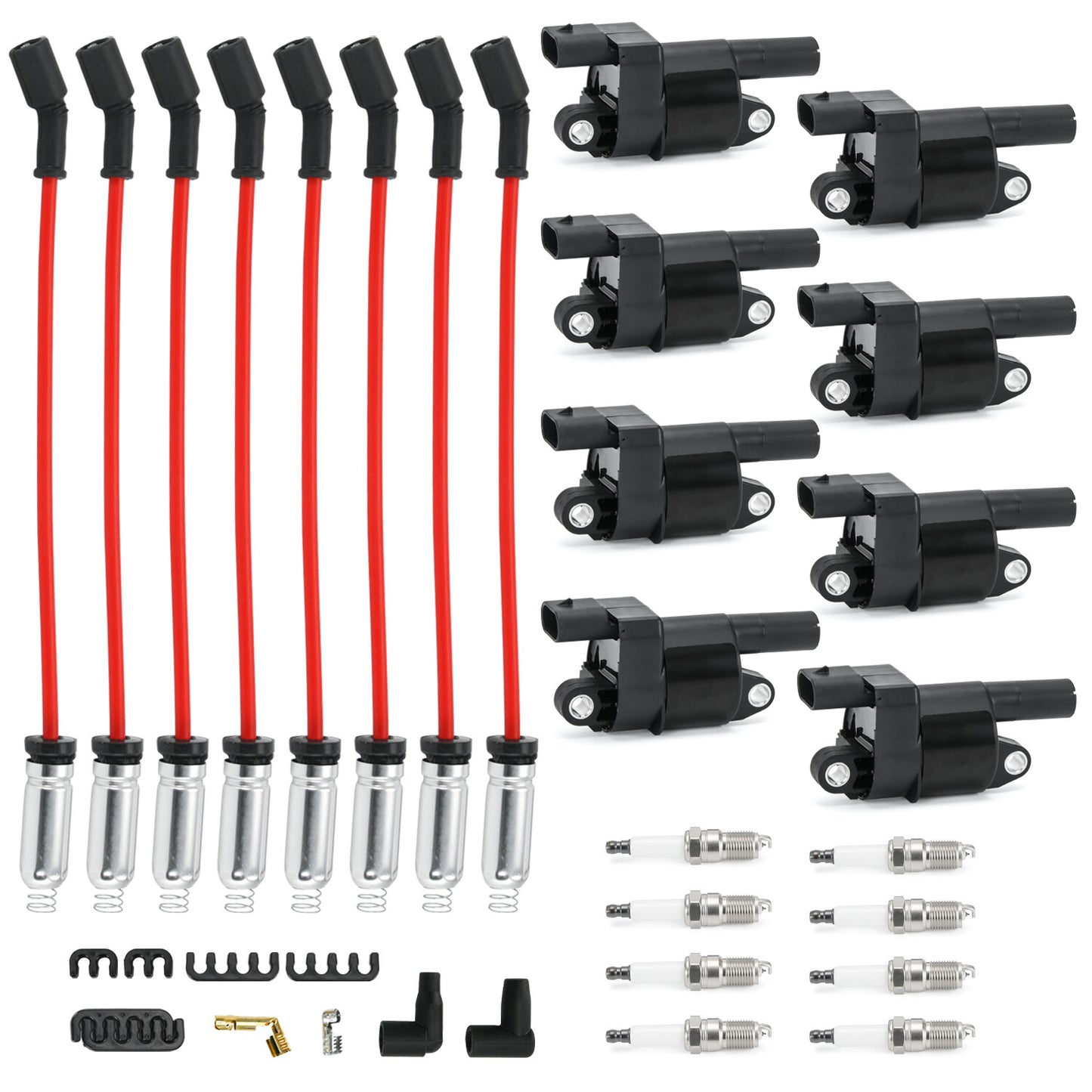 8Pack Ignition Coil and Spark Plug+ Wire for GMC Chevy Silverado 1500 Tahoe 5.3L