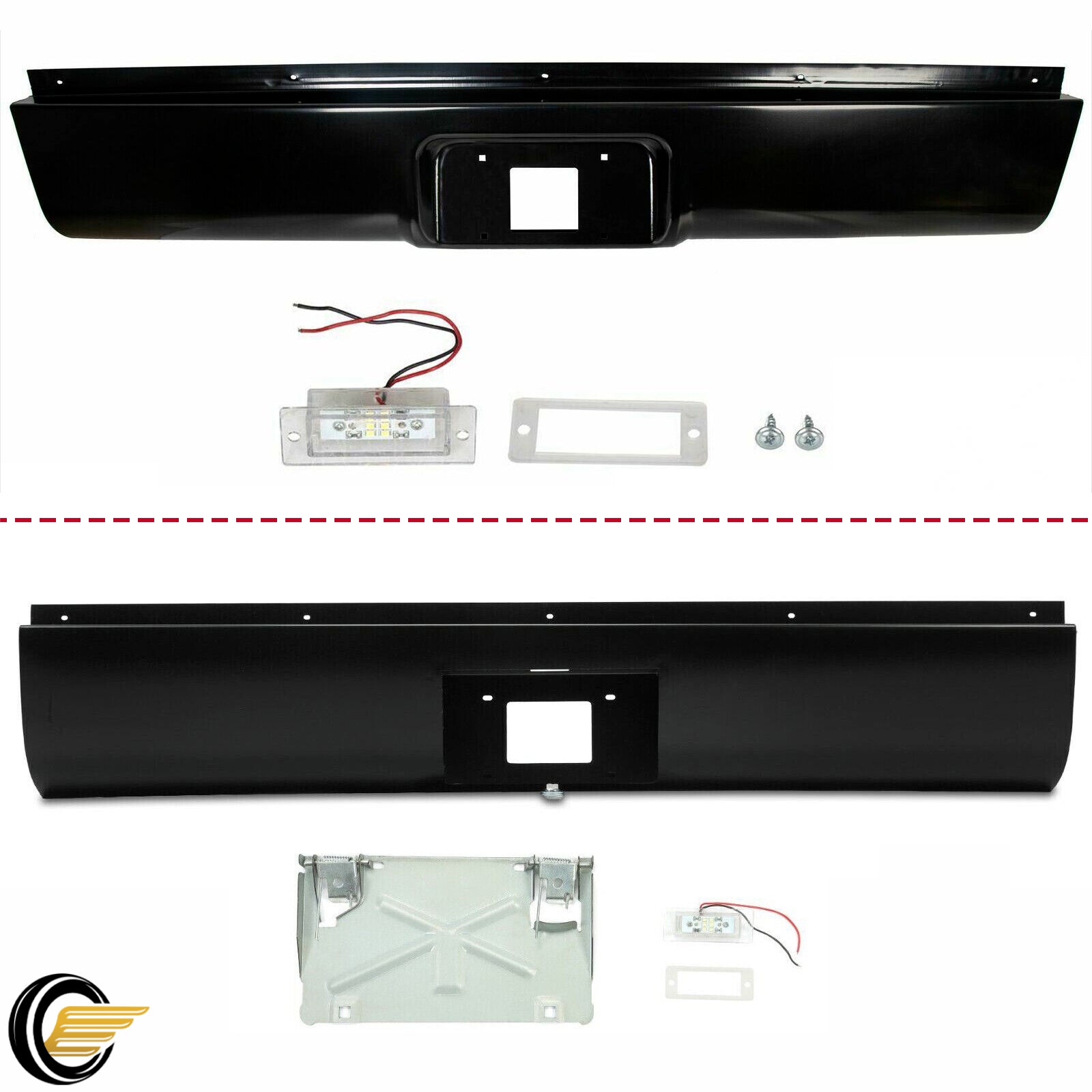 Rear Bumper Roll Pan W/Led License for Chevy Silverado Sierra Fleetside 99-06 07