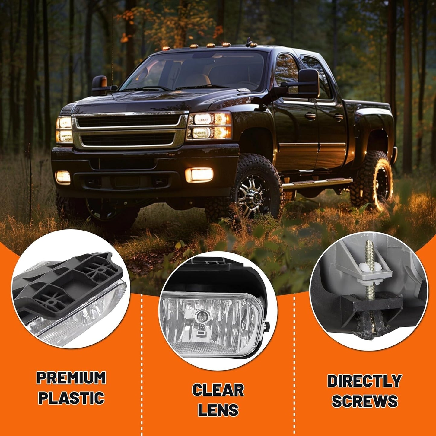 Bumper Fog Lights Lamps for 2003-2007 Chevy Silverado 2002-2006 Chevy Avalanche