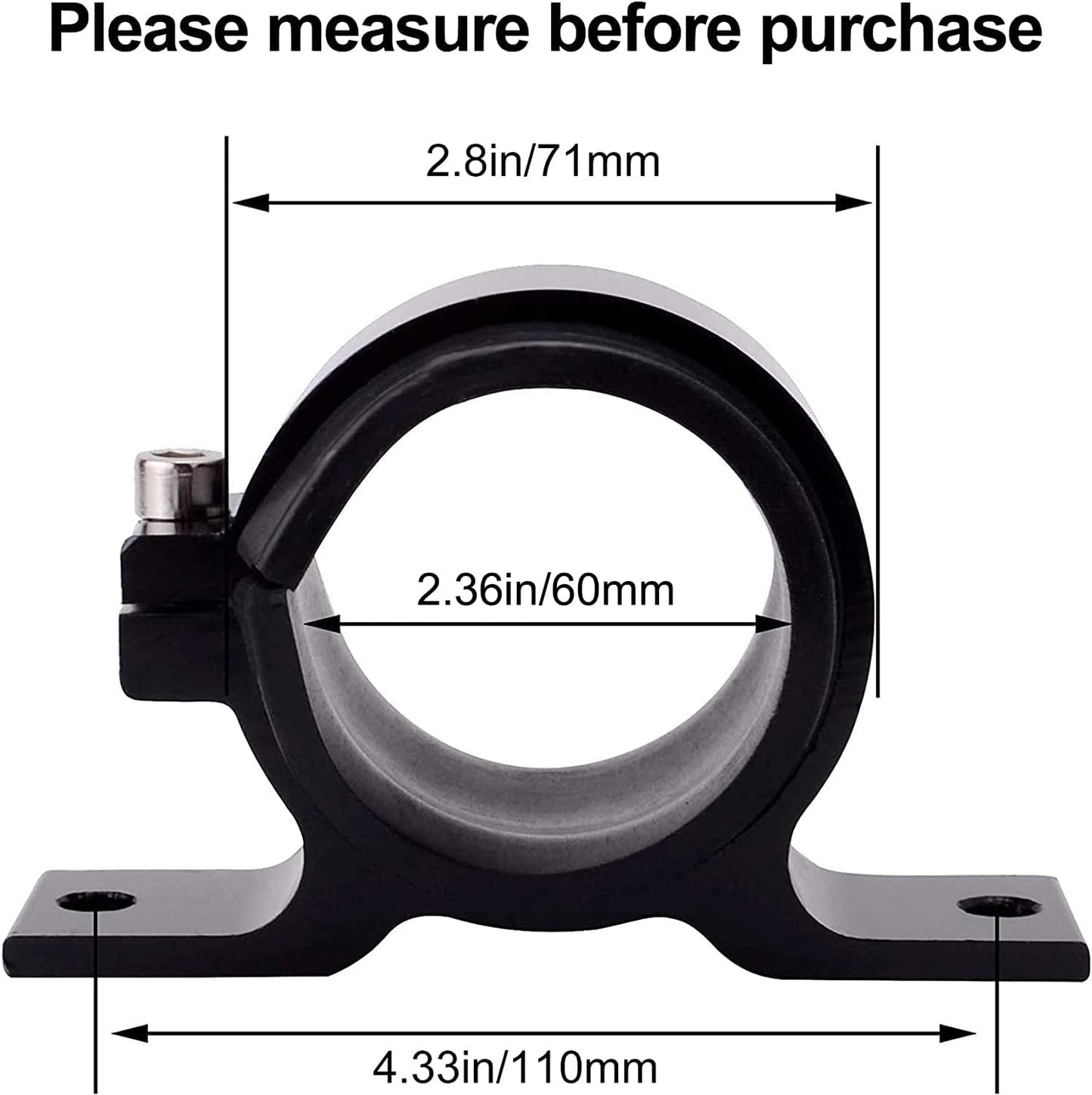 60Mm Fuel Filter Mounting Bracket, Fuel Pump Clamp Holder Black