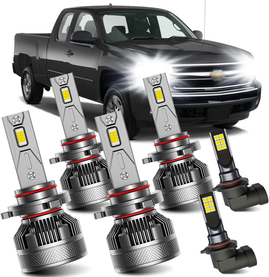 Fits for 2003-2006 Chevy Silverado High Low Beam Fog Lights Bulbs Combo,