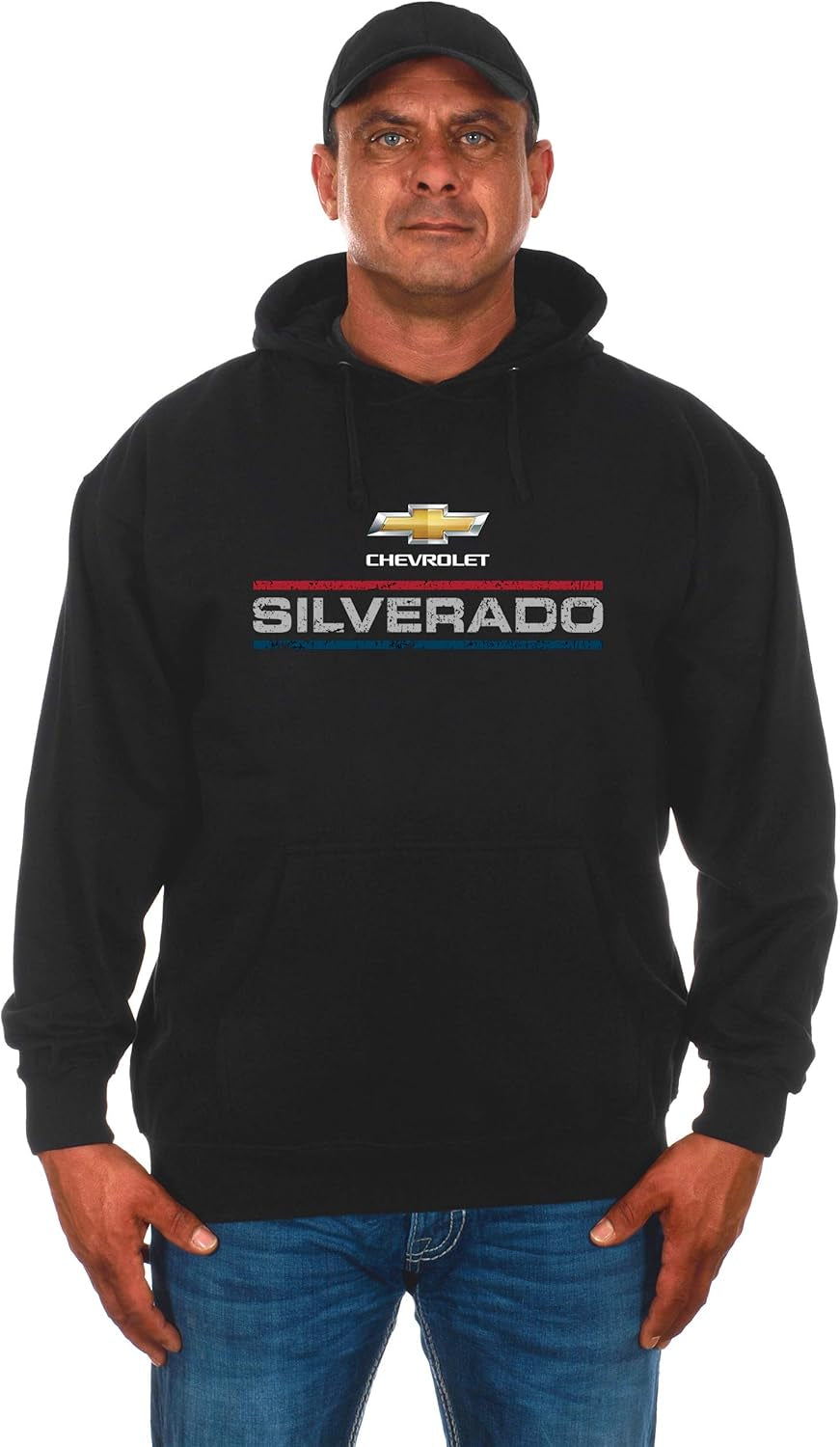 Men'S Chevy Silverado Distressed Logos 2-Sided Pullover Hoodie
