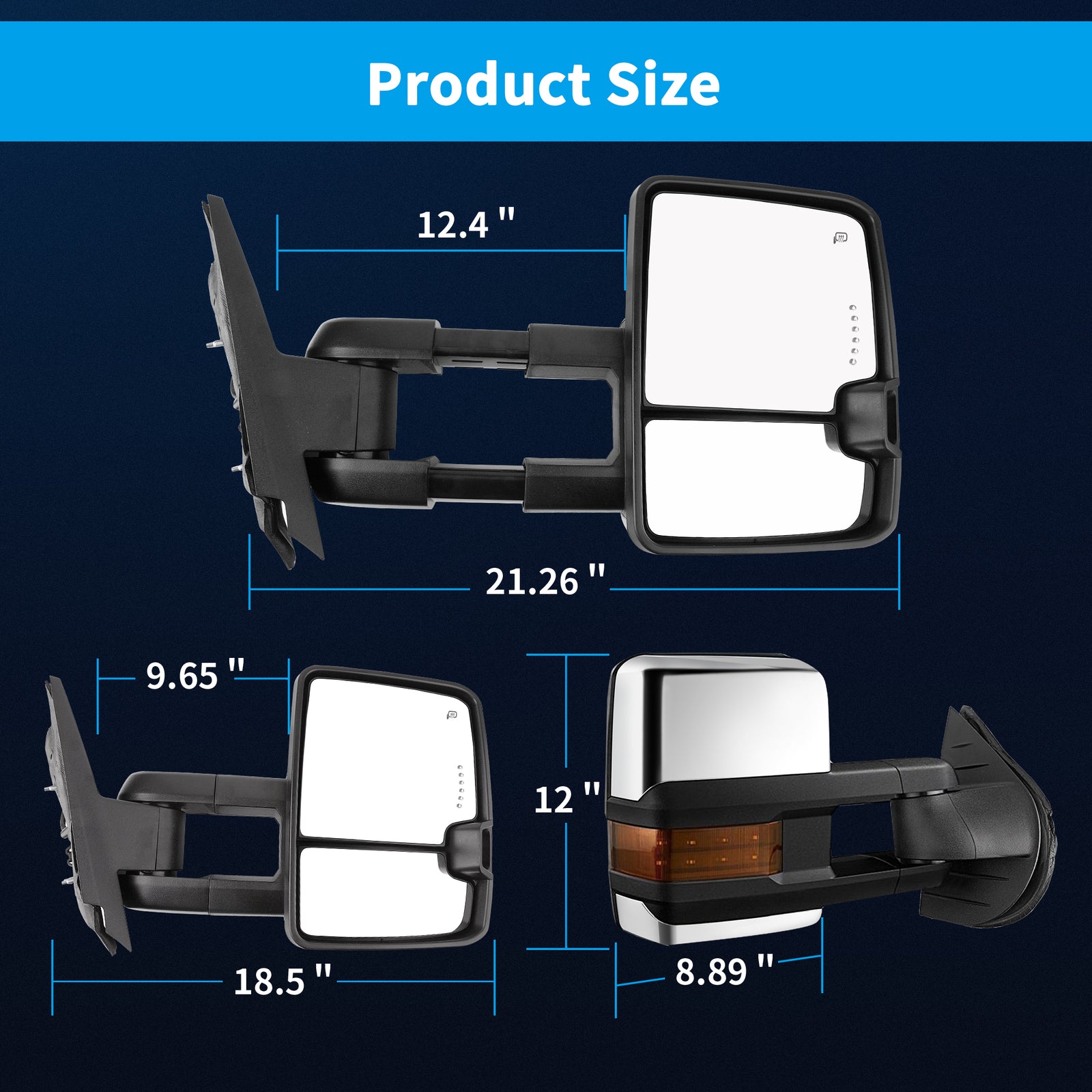 Power Heated Tow Mirrors for 2007-2013 Chevy Silverado Sierra 1500 2500HD 3500HD