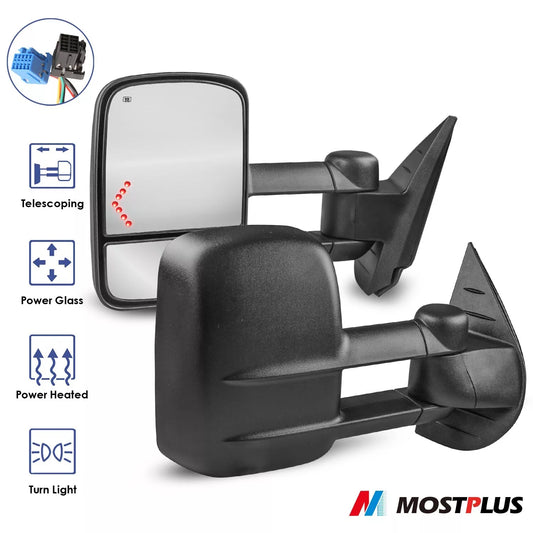 Pair Power LED Signal Tow Mirrors for 2007-2013 Chevy Silverado 1500/2500/2500HD