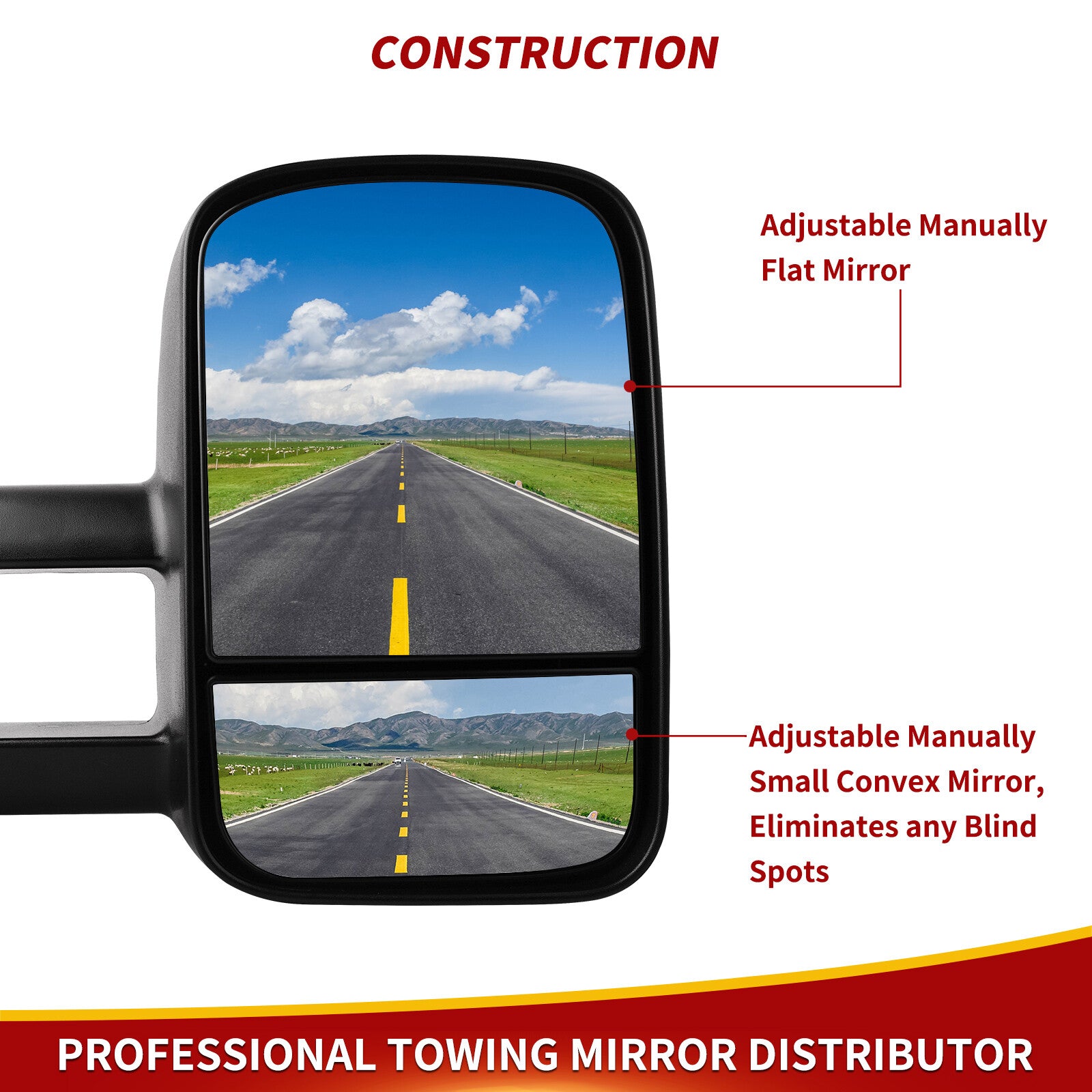 Pair Manual Tow Mirrors for 99-06 Chevy Silverado GMC Sierra 1500 2500HD 3500HD