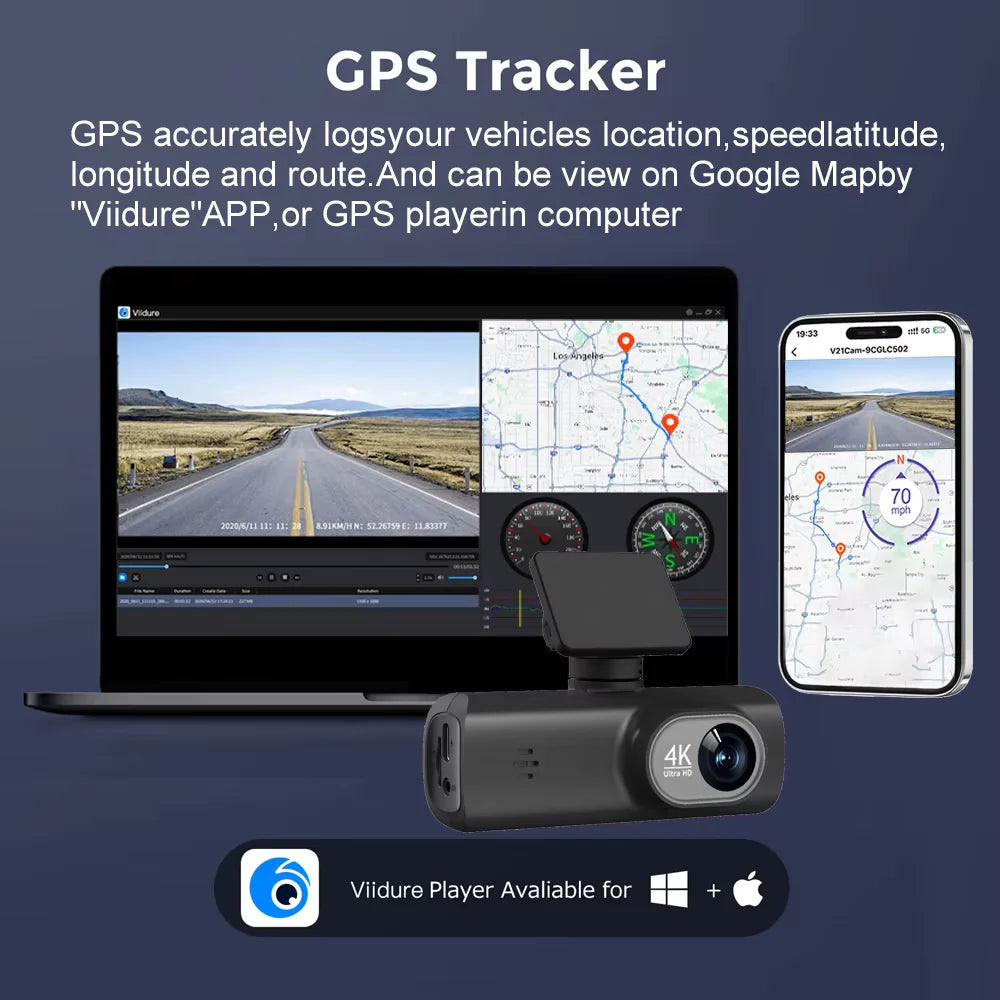 UHD 4K Dash Cam Dual Lens Driving Recorder