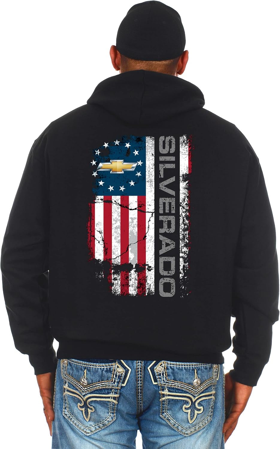 Men'S Chevy Silverado Distressed Logos 2-Sided Pullover Hoodie