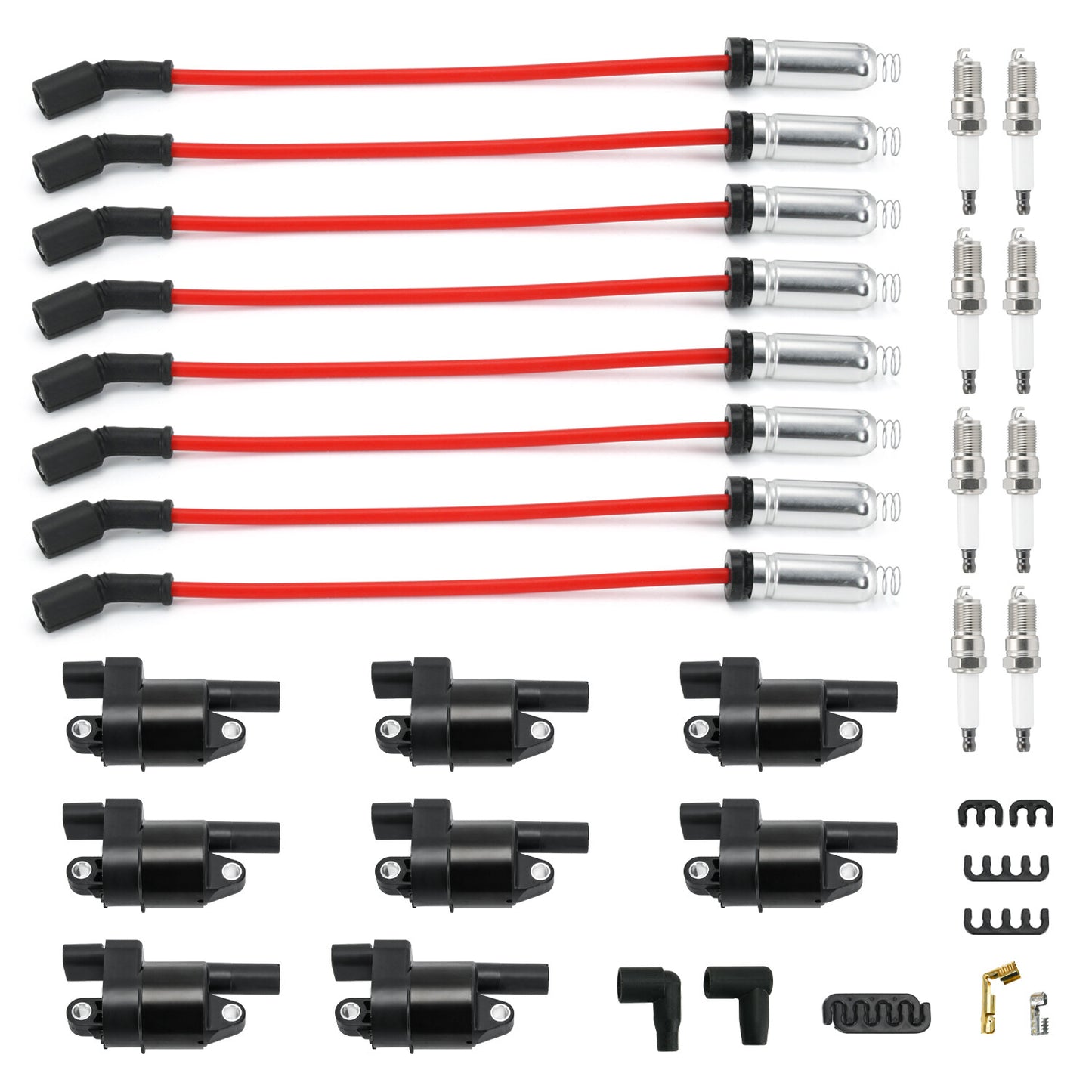 8Pack Ignition Coil and Spark Plug+ Wire for GMC Chevy Silverado 1500 Tahoe 5.3L