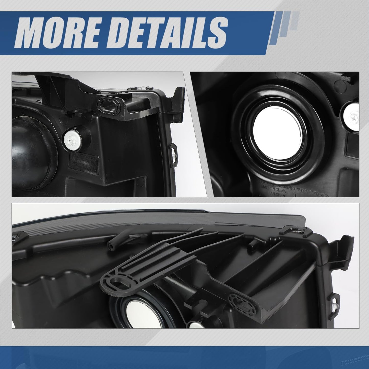 Halogen Headlights Assembly Compatible with Chevy Silverado 1500 2500HD 3500 GMT900 2007 2008 2009 2010 2011 2012 2013 2014, Driver and Passenger Side, Black Housing Smoked Lens