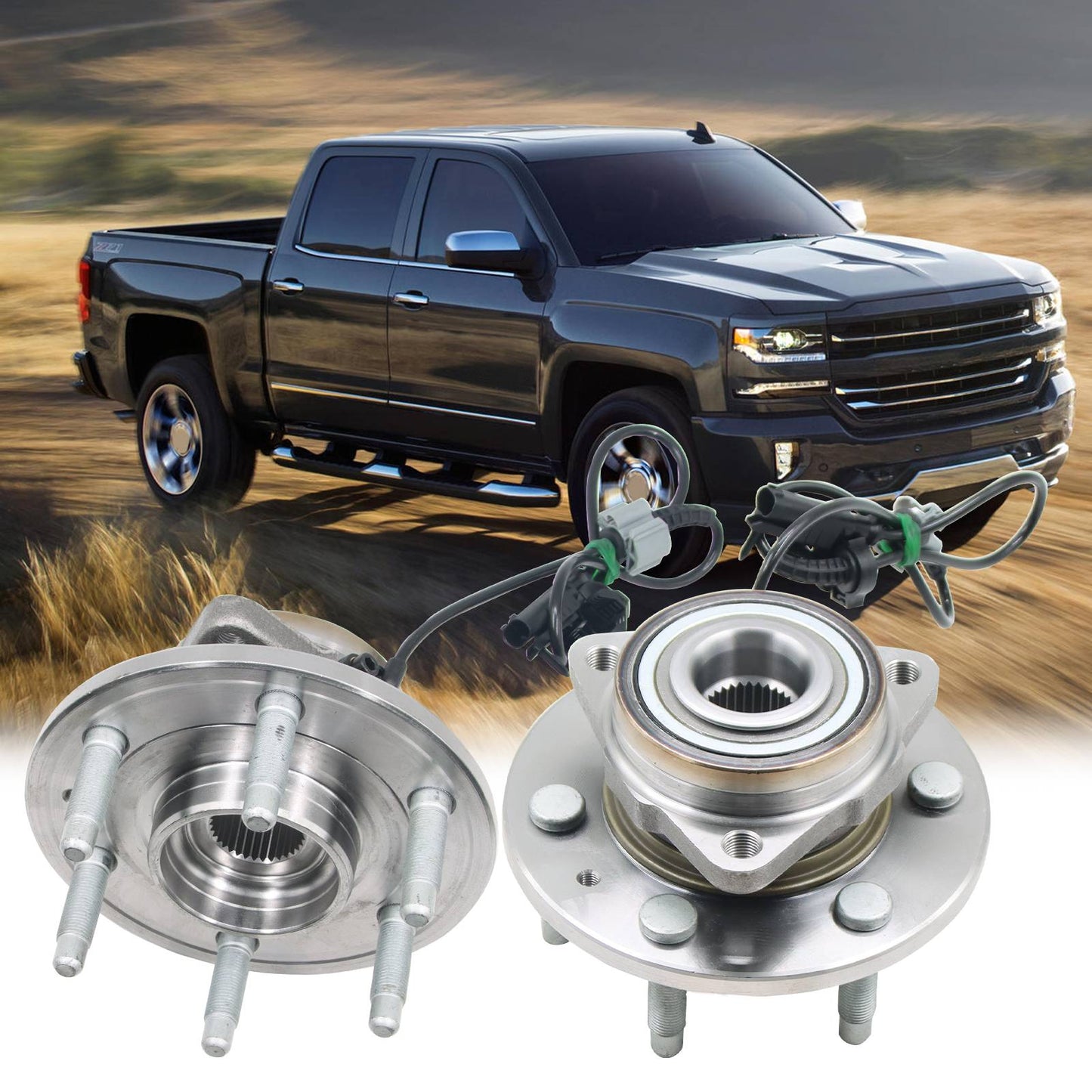 Front Wheel Hub Bearings Pair 2 for Chevy Silverado 1500 Tahoe GMC Sierra 1500