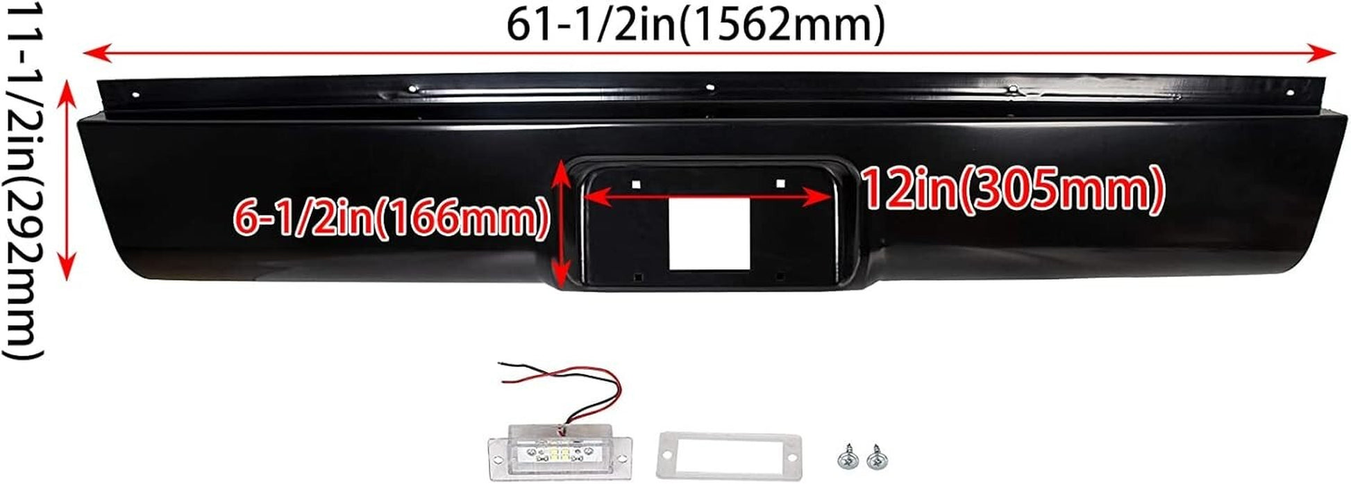 Rear Steel Roll Pan Bumper License Plate LED Light for 1999-2007 Chevy Silverado