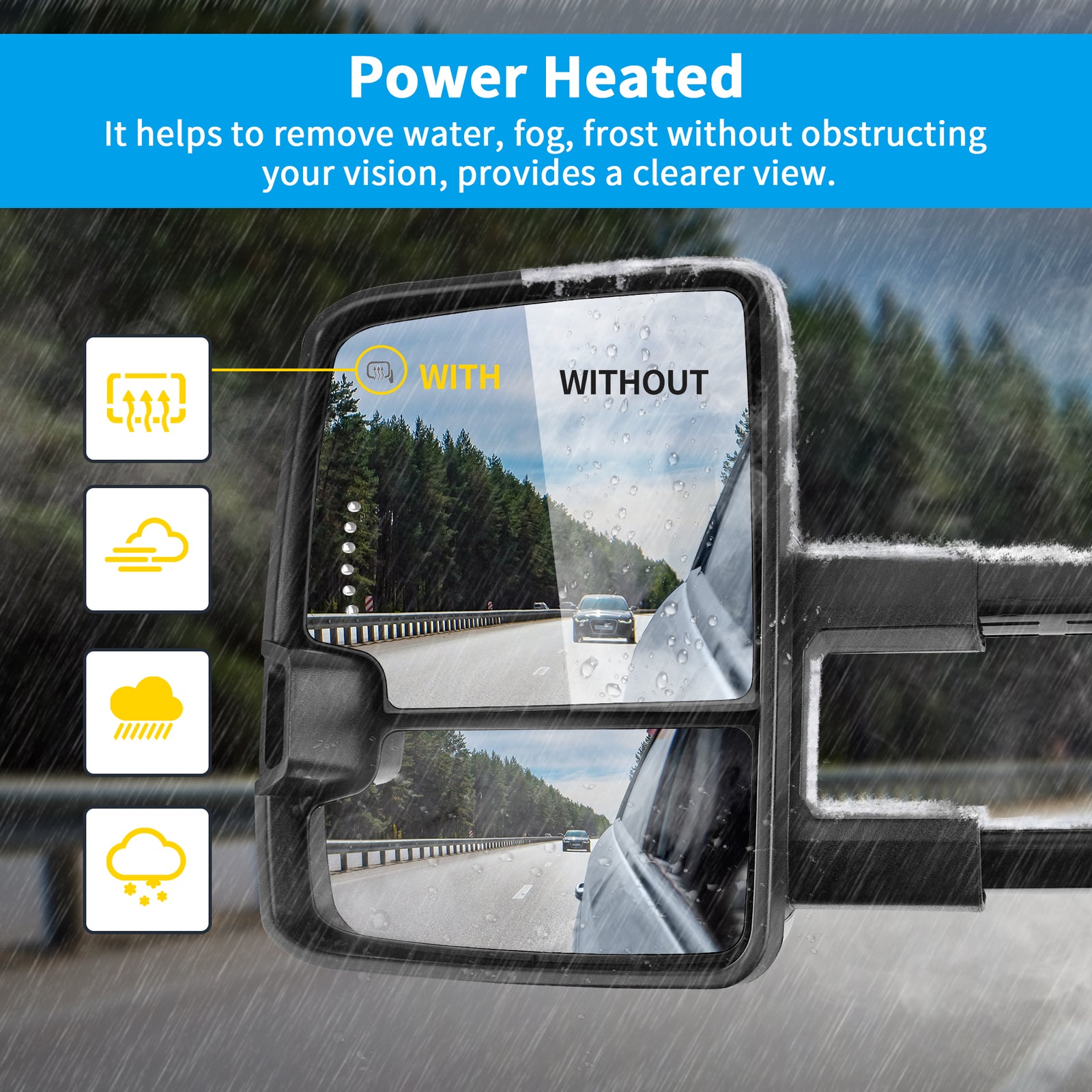 Power Heated Tow Mirrors for 2007-2013 Chevy Silverado Sierra 1500 2500HD 3500HD