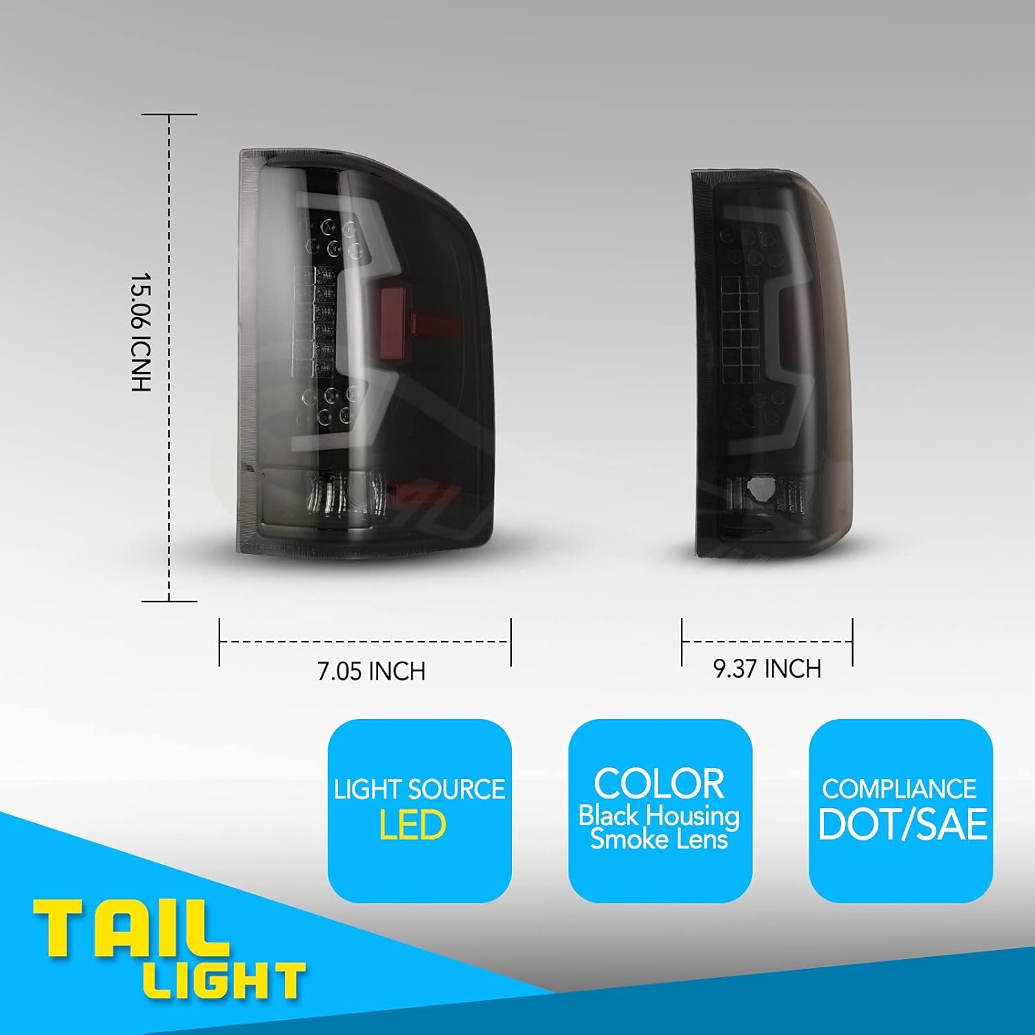 LED Taillights for 07-13 Chevy Silverado 1500 2500HD 3500HD (New Black/Smoke - LED Sequential)