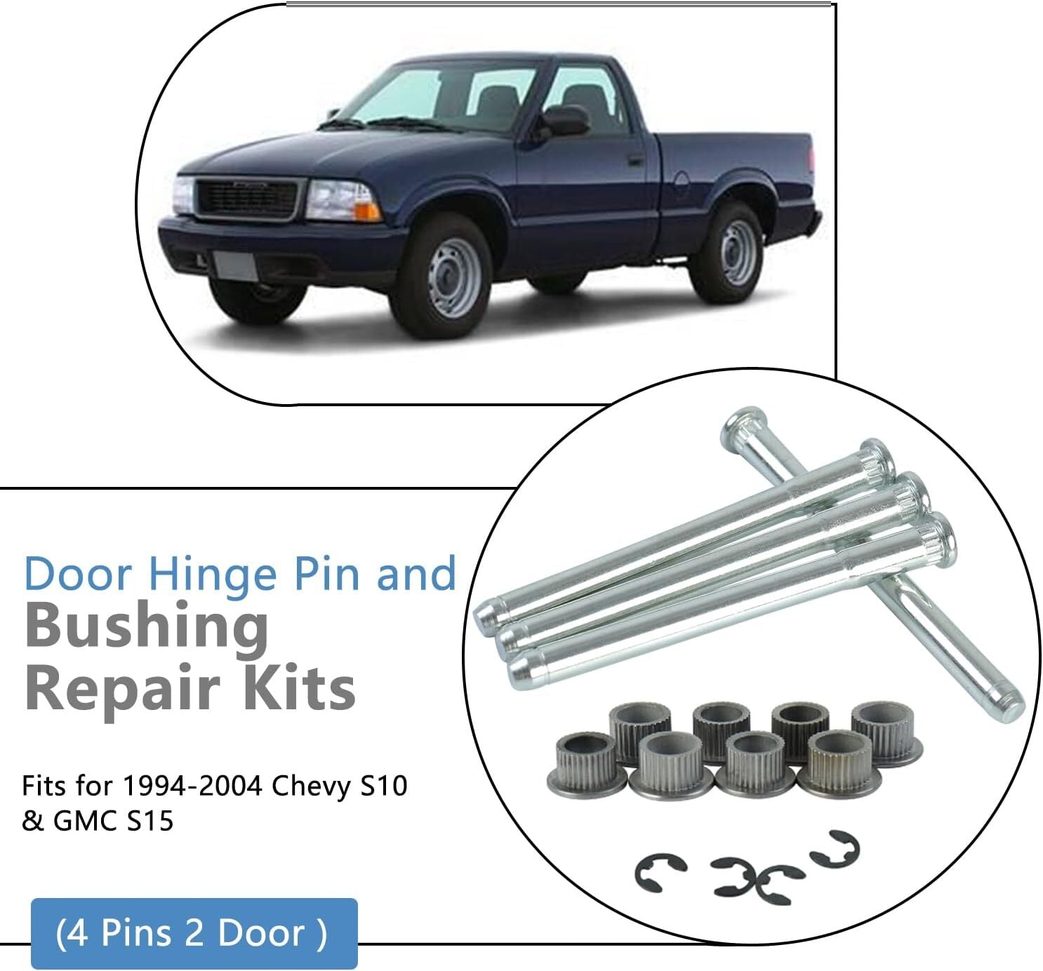 Door Hinge Pin and Bushing Kits Compatible with 1994-2004 Chevy S10 GMC Blazer