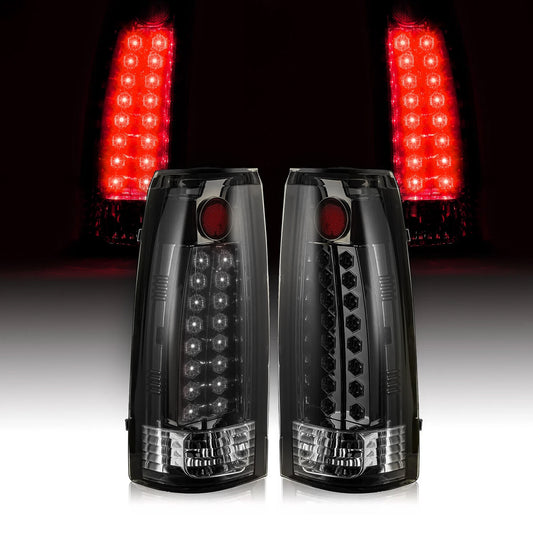DOT Fits 88-98 Chevy GMC C/K 1500-3500 Yukon Silverado Smoke LED Tail Lights