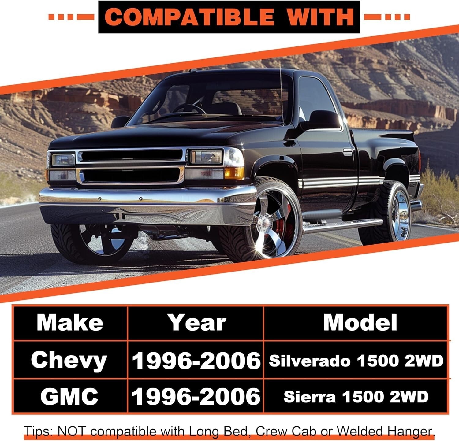 4" Drop Shackles and Hangers Kit Compatible with 1996-2006 Chevy