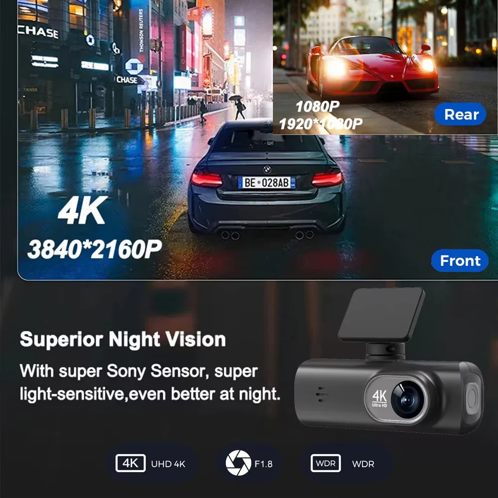 UHD 4K Dash Cam Dual Lens Driving Recorder