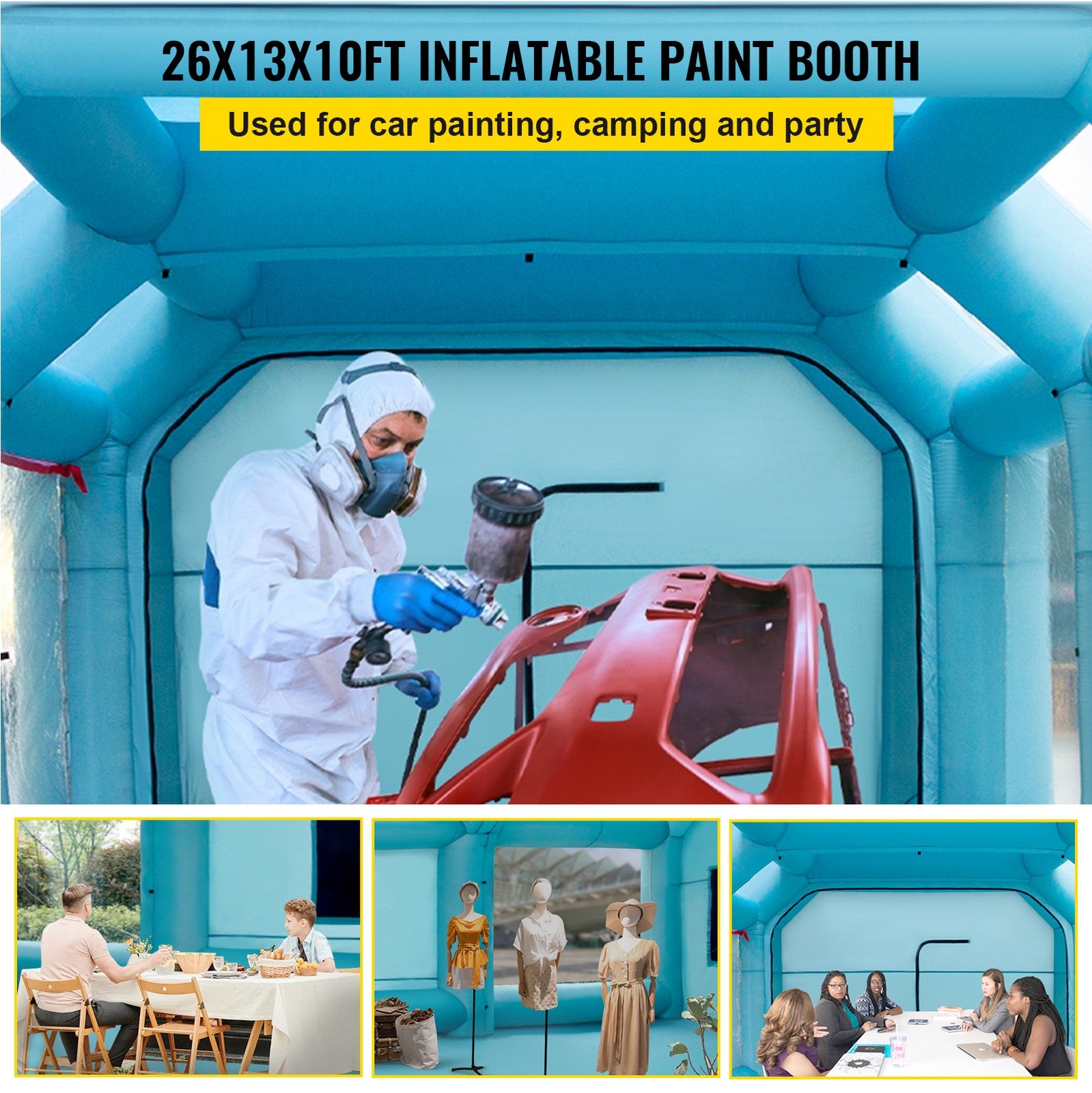 Inflatable Spray Booth Car Paint Tent 26X13X10Ft Filter System 2 Blowers