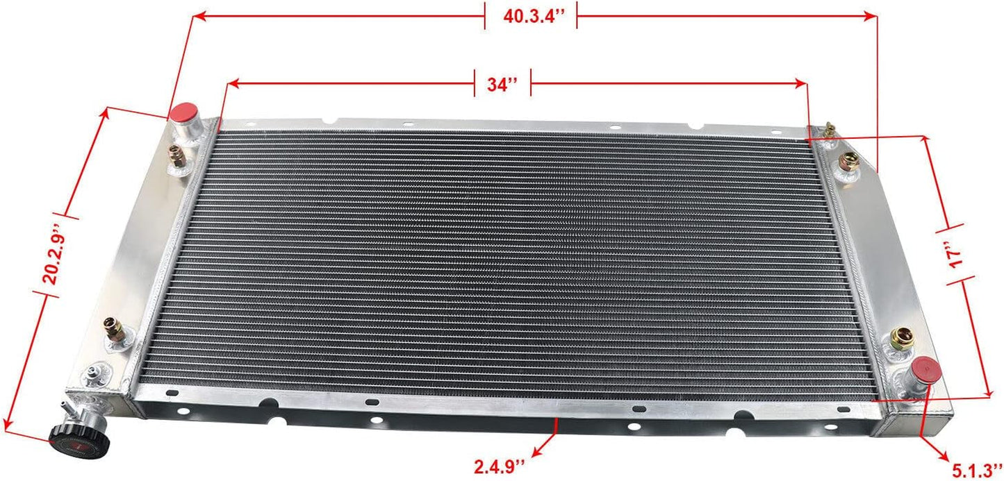 4 Row Radiator for 1988-2000 Chevy GMC C1500 C2500 C3500 K1500 K2500 K3500 Suburban Tahoe Yukon Cadillac Escalade 88 89 90 91 92 93 94 95 96 97 98 99 00 V6 V8, with Shroud Fan & Relay