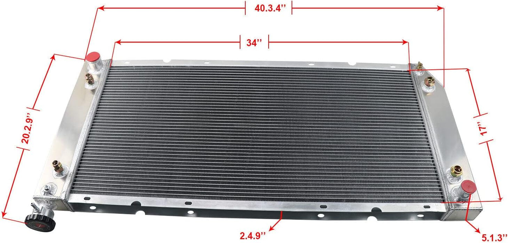 4 Row Radiator for 1988-2000 Chevy GMC C1500 C2500 C3500 K1500 K2500 K3500 Suburban Tahoe Yukon Cadillac Escalade 88 89 90 91 92 93 94 95 96 97 98 99 00 V6 V8, with Shroud Fan & Relay