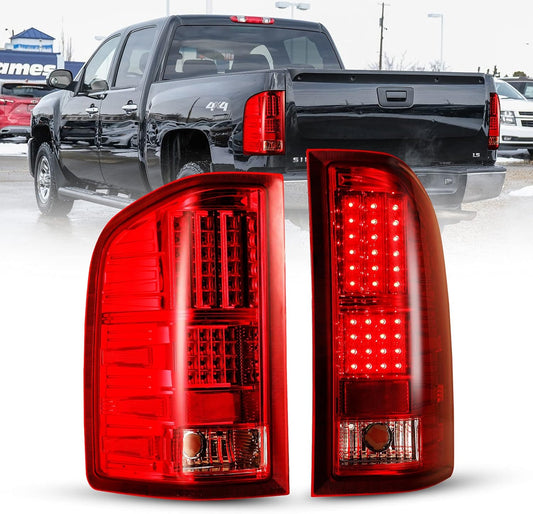 LED Tail Lights Assembly for 07-13 Chevy Silverado 1500 and 2007-2014 Chevy Silverado 2500Hd/3500Hd,Only Fit for 2007-2014 GMC Sierra 3500HD Dually, Silverado Tail Lights,(Red Lens)