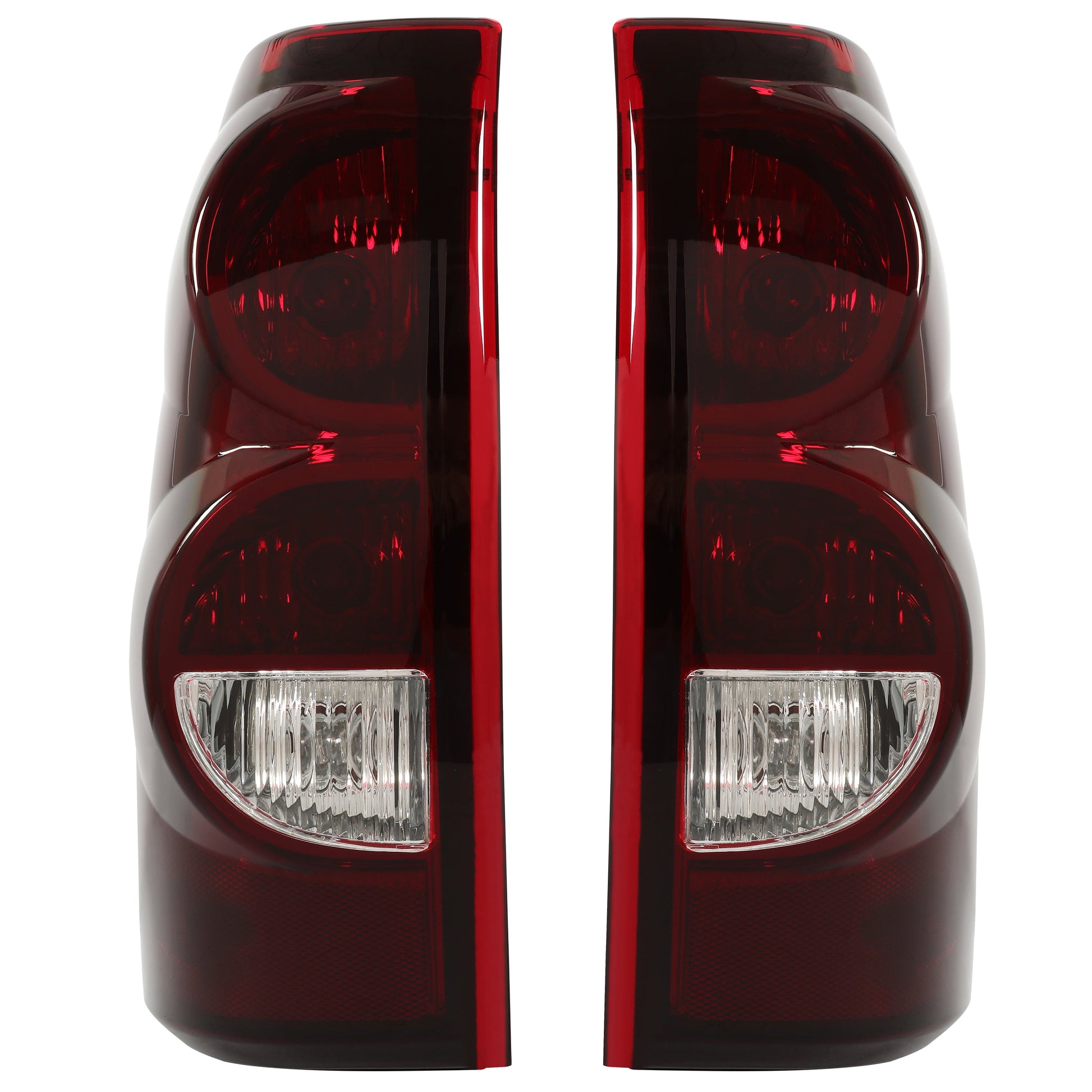 Tail Lights Pair for 2003-2007 Chevy Silverado 1500 2500 3500 Pickup Rear Tail Lamp Dark Red Lens + Chrome Housing Set