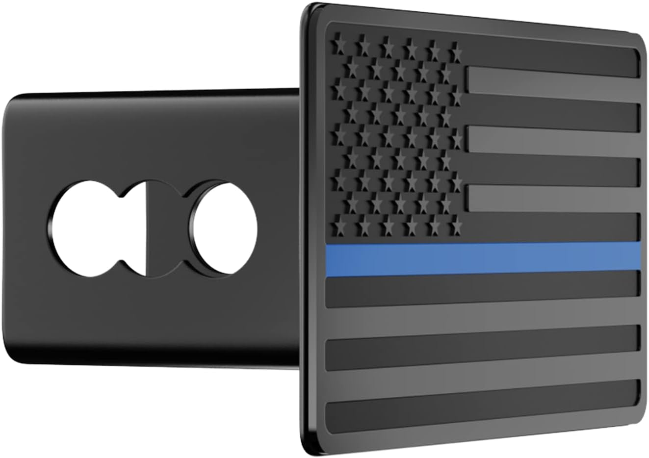 Heavy American Flag Metal Trailer Hitch Cover for 2" Inch Receivers,Tow Hitch Covers 2 Inch for Truck Accessories (With 5/8-Inch Pin Diameter Trailer Hitch Lock, Blue Line)
