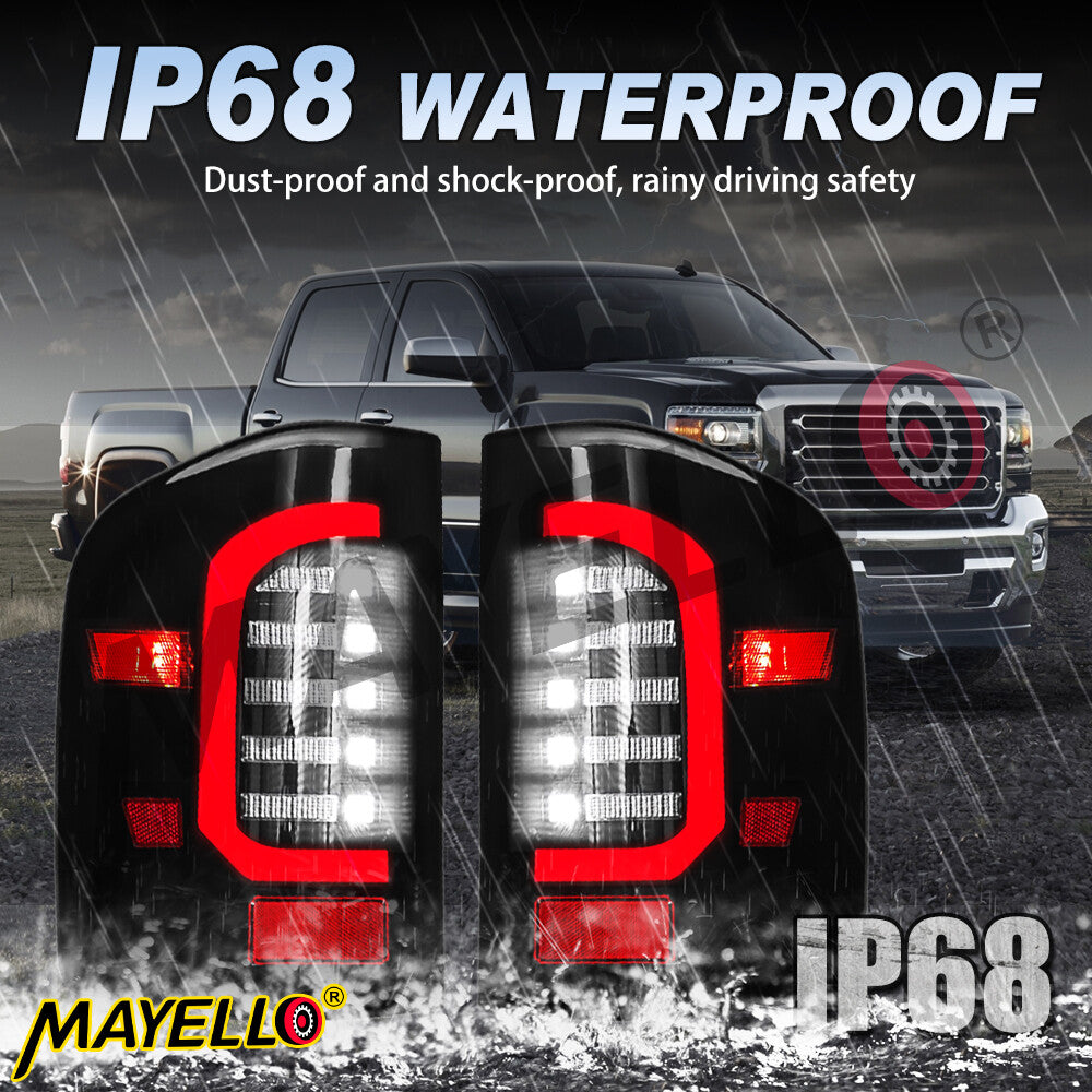 Smoke Lens LED Tail Lights for 2007-2014 Chevy Silverado 1500 2500 Black Lamps