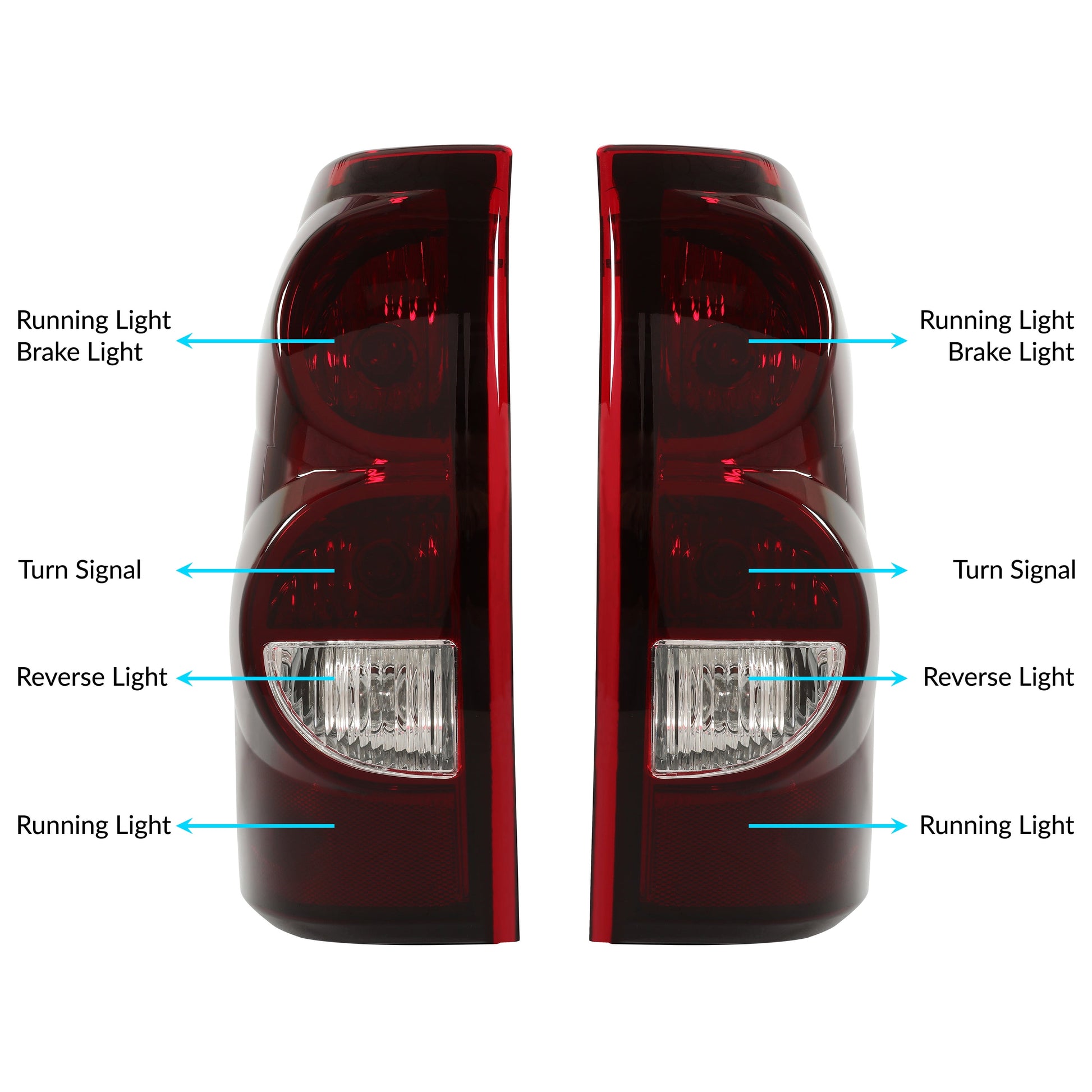 Tail Lights Pair for 2003-2007 Chevy Silverado 1500 2500 3500 Pickup Rear Tail Lamp Dark Red Lens + Chrome Housing Set