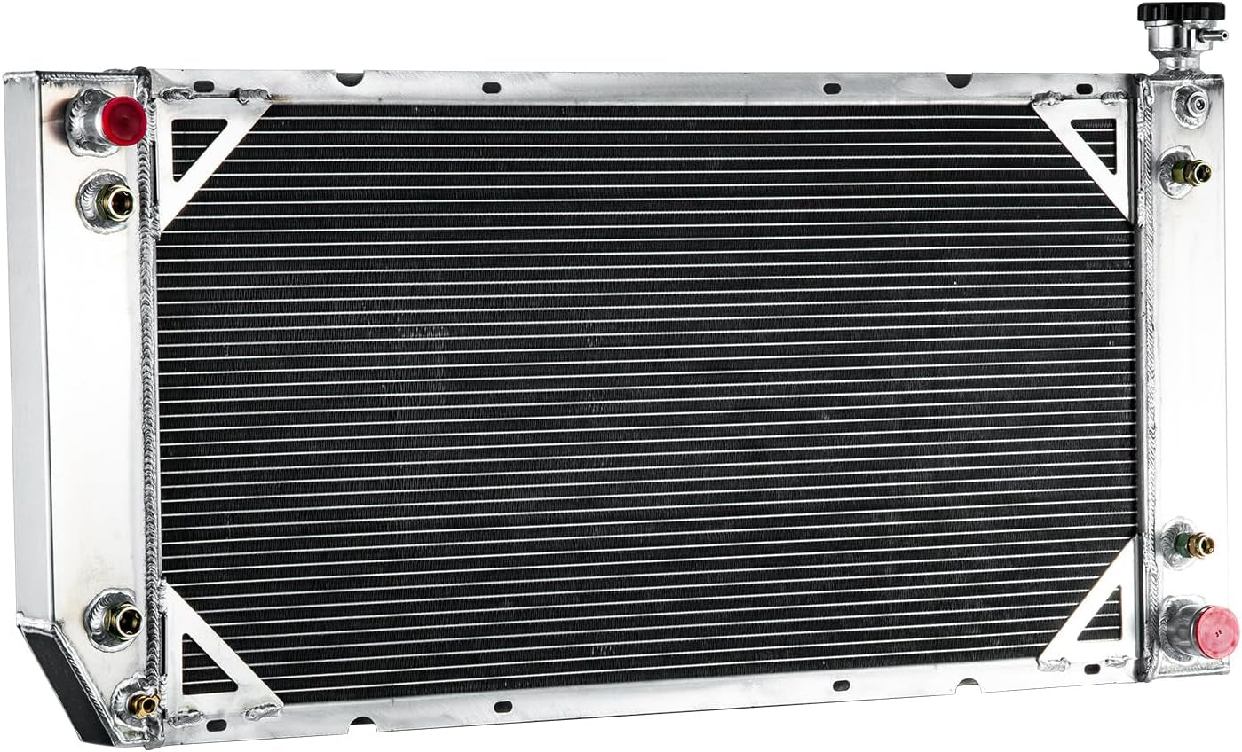 4 Row Core Aluminum Radiator for 1996-2000 Chevy GMC C1500 C2500 C3500 K1500 K2500 K3500 Suburban Tahoe Yukon Cadillac Escalade 97 98 99 00 V6 V8, All Aluminum Radiators