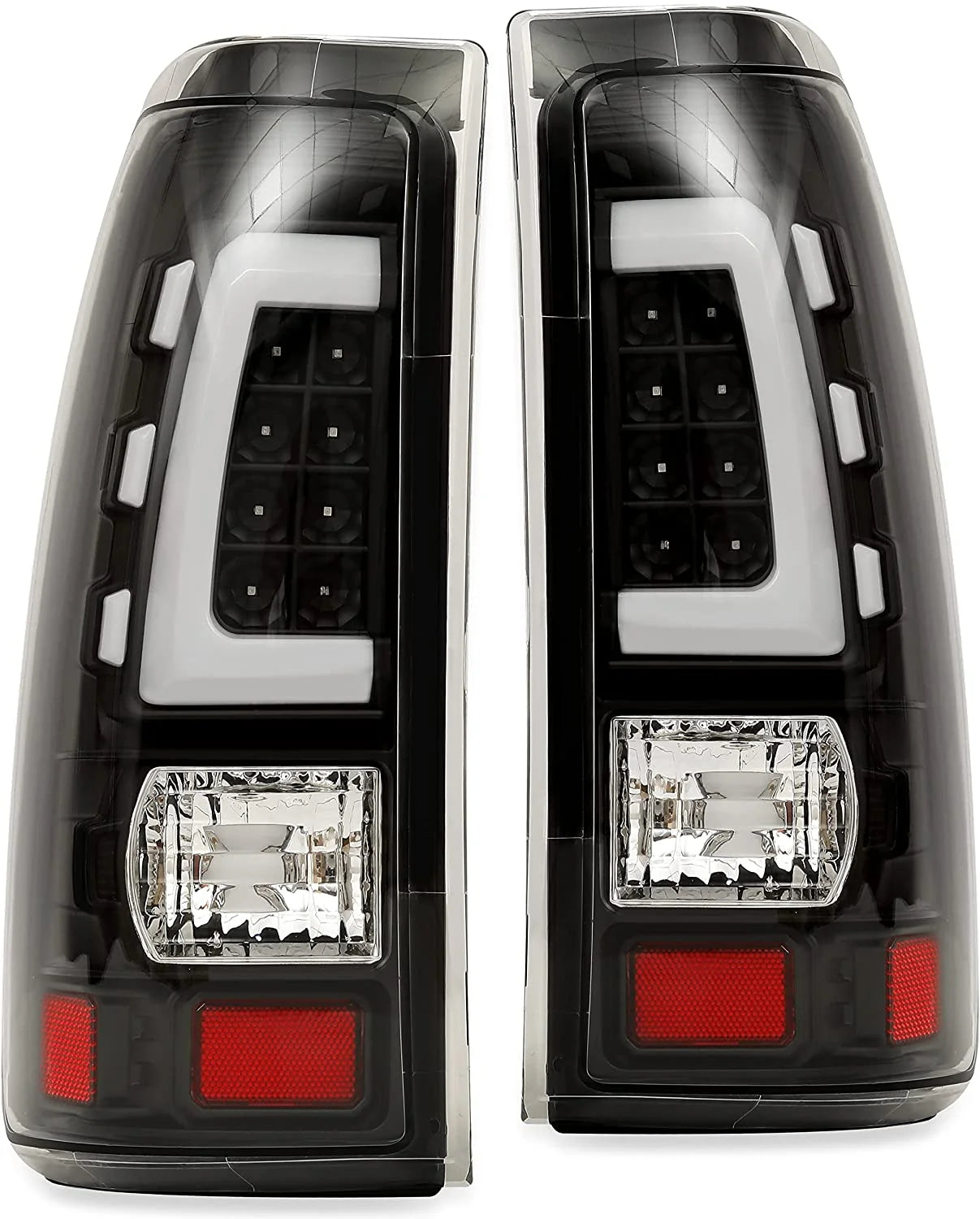 LED Taillight Tail Lights Lamp Compatible with 1999-2006 Chevy Silverado 1999-2002 GMC Sierra 1500 2500 3500 (Clear Lens+Black Housing)