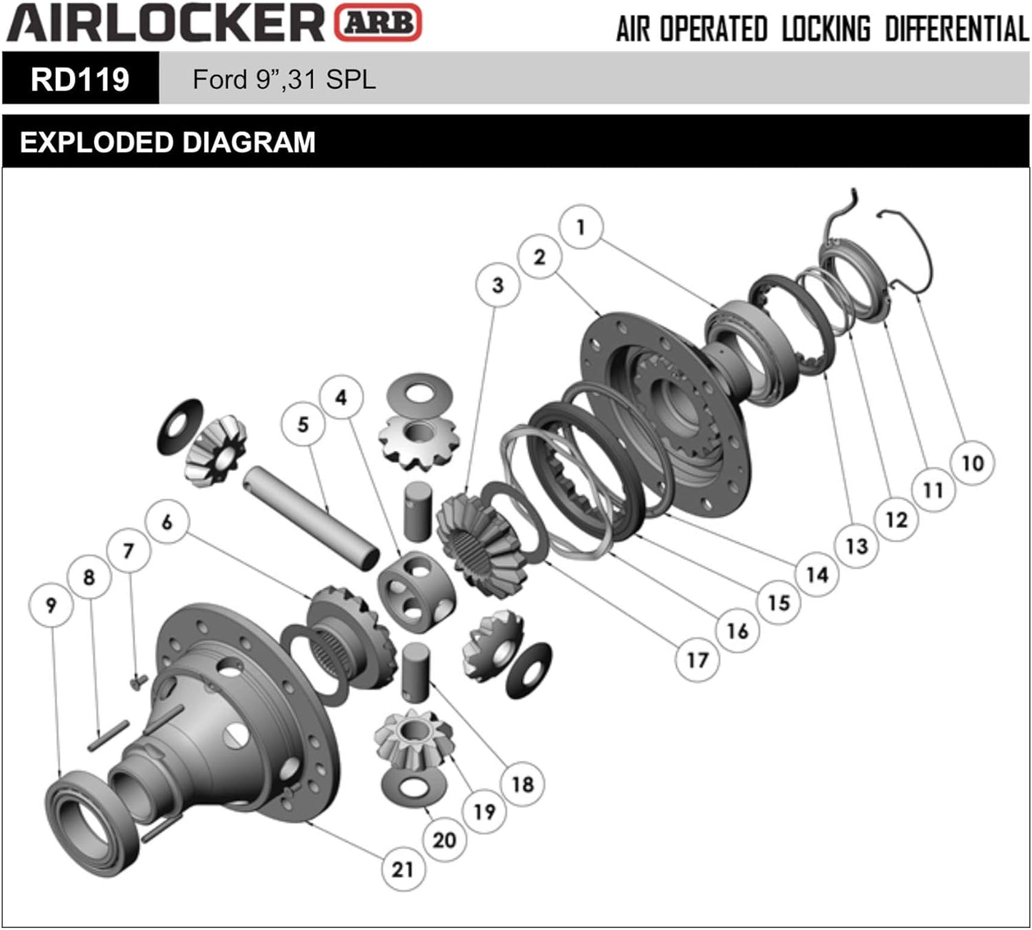 RD119 Ford 9 Inch 31 Spline Air Locking Differential