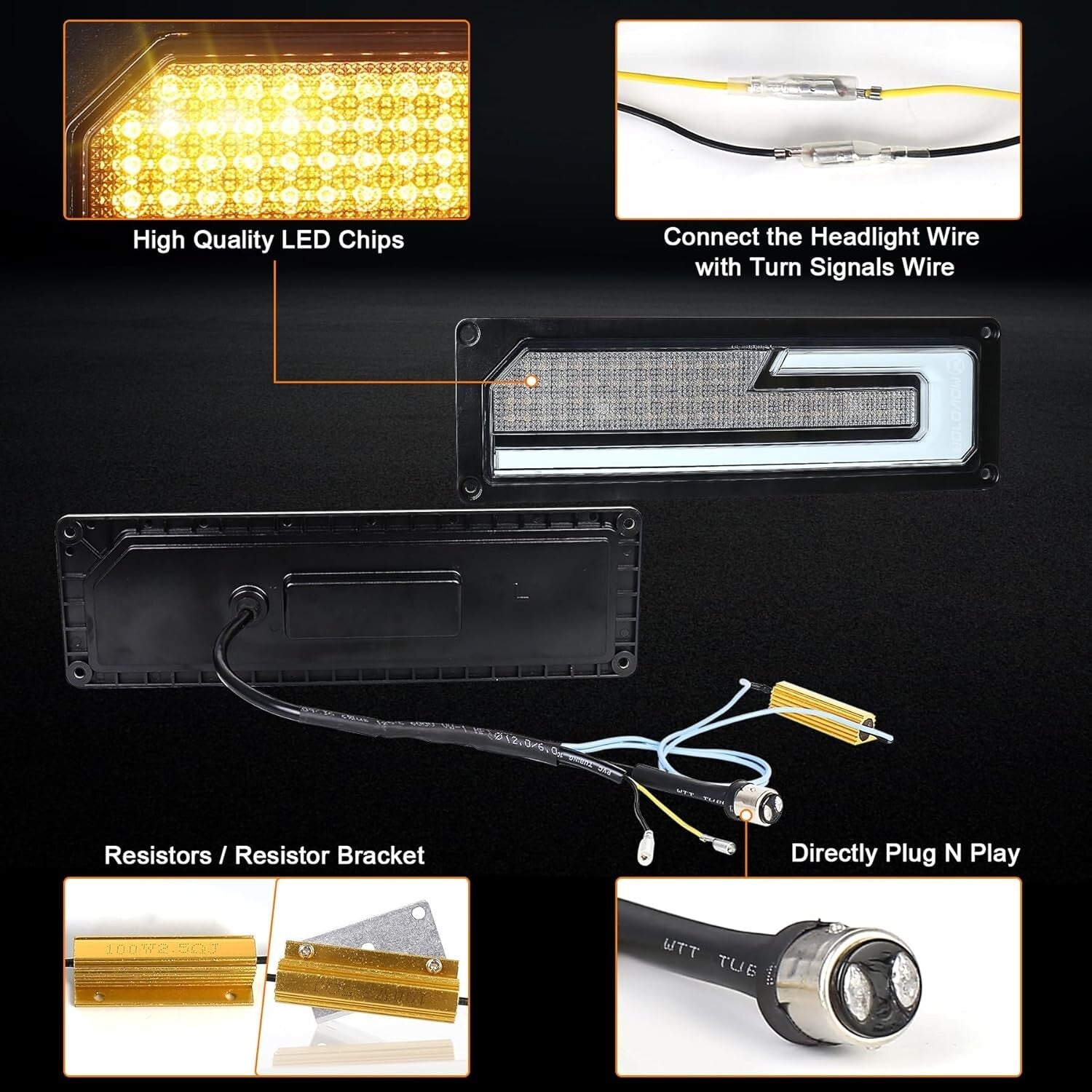 NEW MOVOTOR LED Headlight Assembly Compatible with 1988-1998 Chevy GMC
