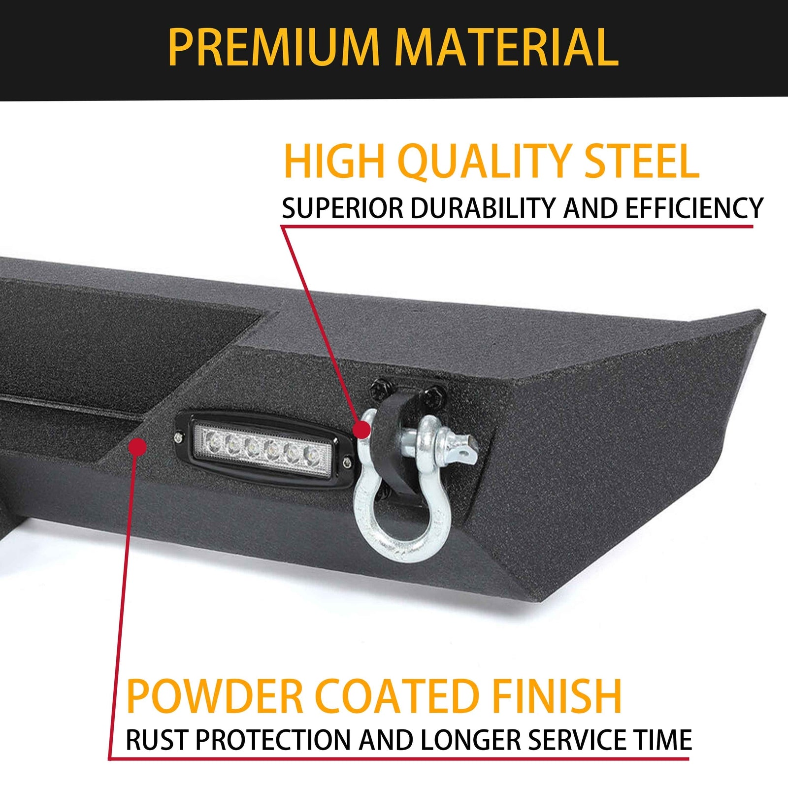 Rear Bumper W/Led Light D-Rings 2" Receiver Fit 87-06 Jeep Wrangler YJ TJ