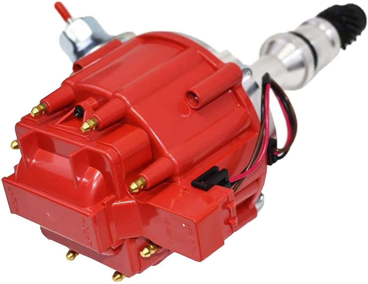 HEI Complete Distributor & Ignition Coil - 65KV Coil, Red Cap & One-Wire Install - Compatible with Oldsmobile V8 260-455 Engines - Hardened Gears & CNC Aluminum Shaft